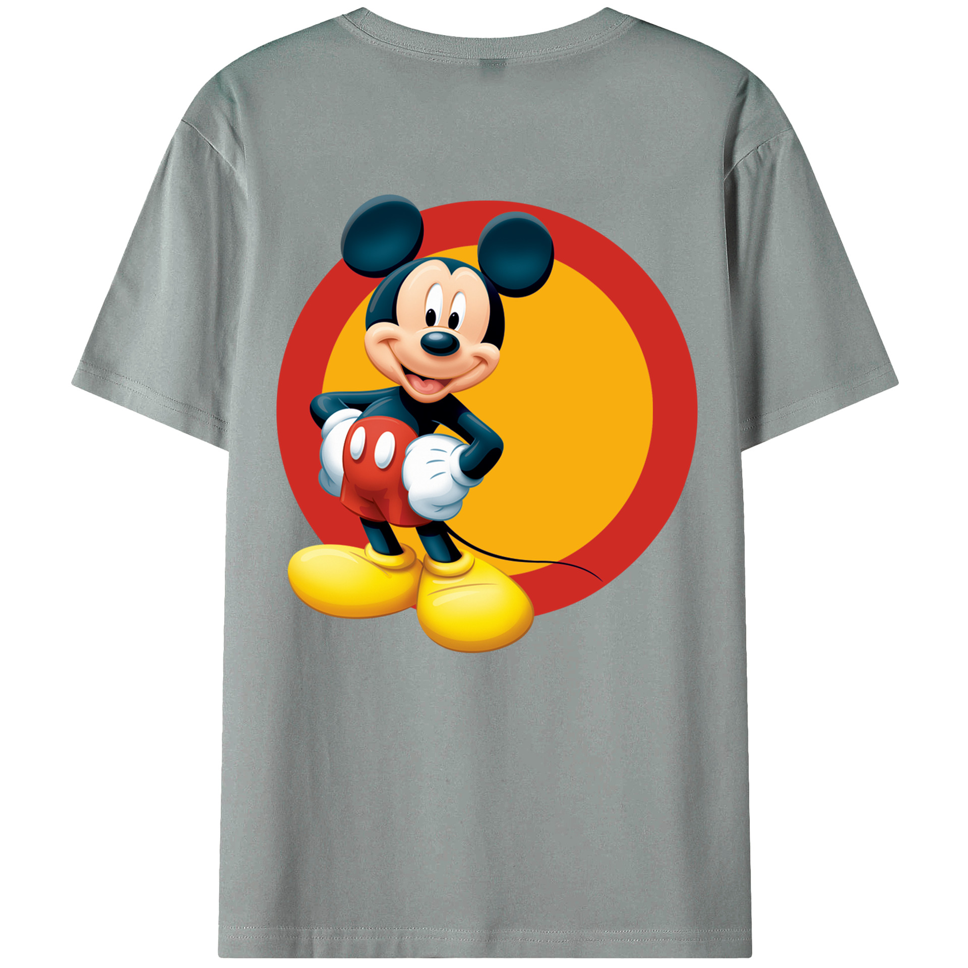 ミッキーマウス Mickey Mouse 綿100％ メンズ半袖Tシャツ（バックプリント） 通気性